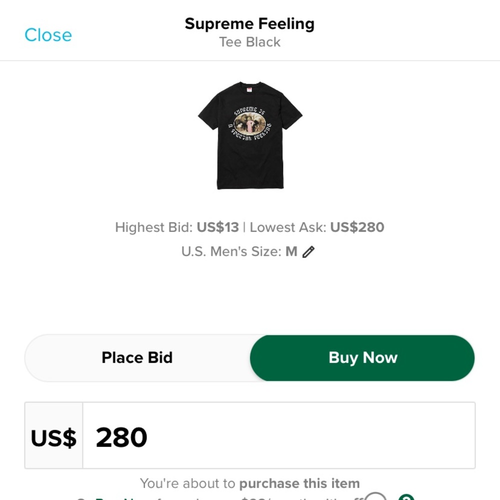 Supreme - Feeling tee/ Medium, Black